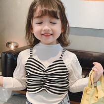 Girls long sleeve T-shirt two sets 2021 autumn baby Korean version of new foreign style jacket set base shirt sling