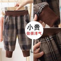 Children small and medium-sized trousers spring and autumn thick boy plus velvet pants New Men autumn and winter 2021 casual pants baby tide