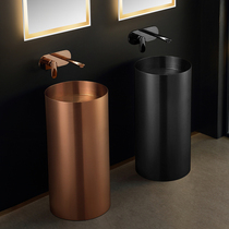 Zhuanggang black stainless steel column Basin light luxury sink basin integrated bar floor-standing rose gold washbasin