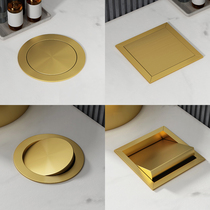 Gold Black Square Round Countertop Embedded Stainless Steel Trash Bin Flip Cover Shaker Style Decoration Kitchen Hotel