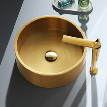 Strong steel gold stainless steel table basin Light luxury wind wash basin Single basin Bar hotel bronze wash basin basin
