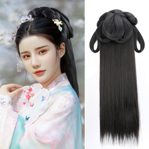 Ancient Hanfu wig One-piece hair band Hair bag bun Lazy costume modeling Song and Ming headdress Full headgear
