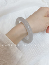 Natural Xinjiang Hetian Jade tobacco purple white jade bracelet round womens jade bracelet multi-ring mouth with certificate