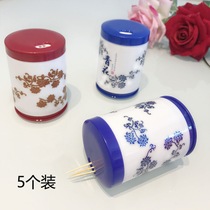 Plastic blue and white restaurant hotel toothpick box seasoning powder bottle household Chinese style toothpick box Commercial