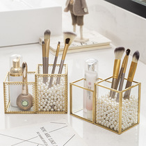 Nordic ins Wind makeup brush storage barrel Pearl glass beauty brush tube simple light luxury eyebrow pencil storage box