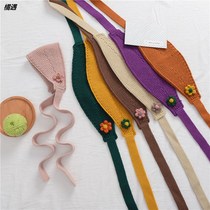 ins Net Red childrens knitted creative small flower earmuffs versatile decorative female baby bib keep warm baby hat