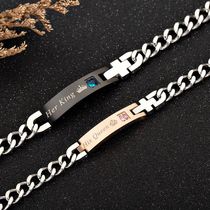 Student e-commerce cute European and American explosion titanium zircon couple bracelet KING crown bracelet
