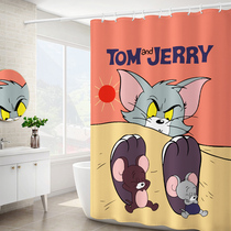 Cat and mouse cartoon bathroom shower curtain Tom shower curtain Bathroom thickened tarp hanging curtain Bath curtain
