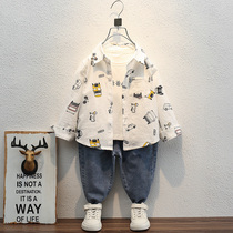 Boys shirt Spring and autumn thin summer childrens shirt Summer cotton little boy long sleeve Foreign style baby top Childrens clothing