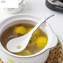 Soup ceramic household big spoon big soup porcelain spoon spoon spoon spoon large long handle porridge spoon porridge porridge small ceramic spoon