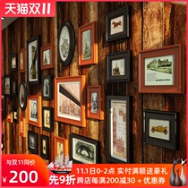 Solid Wood photo wall decoration American frame wall photo European background wall combination painting living room retro hanging wall customization