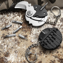 Mini coin knife outdoor knife self-defense portable knife folding knife keychain pendant multi-work screw tool