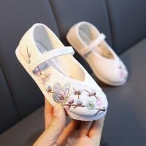 Childrens embroidered shoes Chinese style Hanfu shoes girl white shoes old Beijing ethnic style cloth shoes children dance shoes