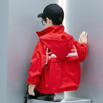 Boys coat Spring and Autumn new fashion brand Boy charge handsome red jacket thin childrens baseball suit autumn