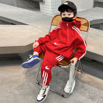 Childrens clothes boy Spring loaded red suit 2022 New Yangqi Spring Autumn and Autumn Nets Red Fried Street Baby Boomer Clothes