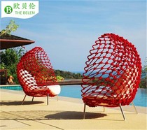Outdoor leisure rattan sofa Net red creative rattan chair outdoor balcony designer garden terrace living room sofa chair