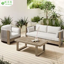 Outdoor Solid Wood Making Old Sofa Hotel Villa Courtyard Vines Chair Outdoor Garden Terrace Casual Embalming Wood Furniture