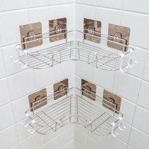 Stainless steel non-perforated bathroom Bathroom Kitchen rack hanging corner frame wall toilet toilet storage rack