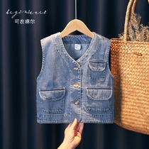 Baby cowboy vest Spring and Autumn wear Foreign style autumn clothes 2021 new girls Korean vest childrens horse clip boys
