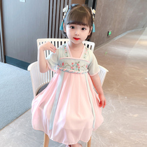 Hanfu Girls Costume Super fairy 2021 new ancient style thin skirt summer Chinese style Children Baby Summer Women