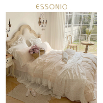 ESSONIO STYLE PRINCESS WIND FOUR PIECES ALL COTTON PURE COTTON LACE LINEN QUILT COVER HIGH-END VILLA BED BEDDING