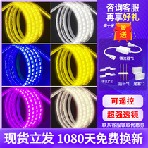 Light strip led three-color variable light bar home 220V color changing living room ceiling strip waterproof light strip neon light