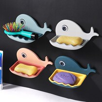 Soap box non-perforated wall-mounted drain rack creative cartoon student dormitory home toilet soap rack