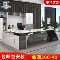 Light luxury desk baking varnish supervisor manager table president table furniture office desk and chair combination creative boss table