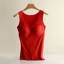 This years big red size de Velvet warm vest French advanced sense one cup anti-milk underwear bottomed clothes