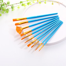 Fan brush 10 sets childrens brush nylon hair brush art painting oil brush gouache watercolor brush
