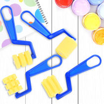 Seven-character hollow roller 4-piece set of painting sponge brush DIY art early education graffiti roller seal sponge painting brush
