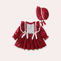 Next Red Girls Spring Dress One-Year Old Baby Red Dress Little Baby Princess Skirt Kids Lolita