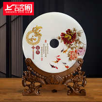 Home and rich peace buckle natural jade ornaments town house wine cabinet decoration living room new Chinese housewarming new home gift
