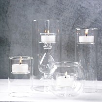 Candle holder Glass Nordic romantic candle holder Wedding Hotel Western restaurant Birthday candle holder Model room Aromatherapy candle cup