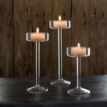 Candle holder Glass European-style Romantic Candle light Dinner Birthday Valentines Day Candle holder Wedding Party Hotel Restaurant Candle holder