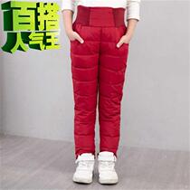 Autumn and Winter Childrens cotton pants baby boys high waist wear winter clothes warm girls plus velvet padded trousers k