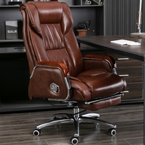 Leather boss chair reclining office chair massage class chair comfortable sedentary computer chair home swivel chair