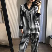 Plaid pajamas womens spring and autumn suits long sleeve student ins Korean version of loose home clothes autumn and winter new can be worn outside