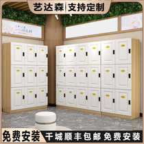 Wooden gym locker Beauty barber shop Bath bathroom Custom locker with lock storage storage bag cabinet