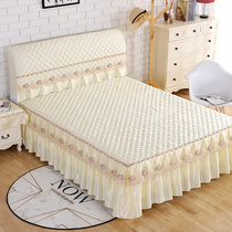 Bedspread Bed skirt Single piece Bed skirt type non-slip thickened padded cotton bedspread set European lace three-piece set