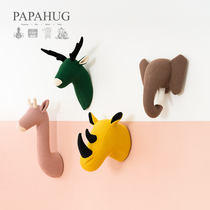 PAPAHUG｜Animal head wall hanging ins Childrens room wall decoration model room Fabric soft giraffe