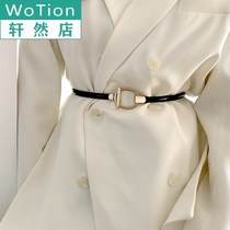 Thin belt female ins Wind Joker decorative dress Korean version of womens belt with skirt suit belt waist chain Black