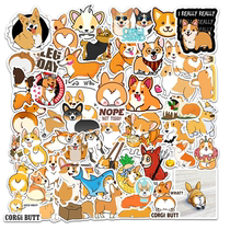 50 sheets of super cute Cute pet Corgi Stickers Helmet Suitcase Trolley Box Notebook Water cup Guitar Waterproof Stickers