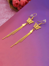Zhou Dafu Huanmei 2021 new ear hook female temperament long style net red plum flow Susak gold ear pendant imitation yellow