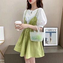 2021 new summer careful machine temperament goddess fan two-piece dress French Hepburn style ins suit skirt