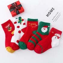 Children Socks Pure Cotton Autumn Winter Spring Autumn Thin men and women Socks Baby Stocking for Chinese New Year Red Christmas stockings