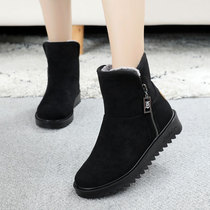 Snow boots 2021 winter new old Beijing cloth shoes women's cotton shoes plus velvet padded bottom warm cotton boots short tube short boots
