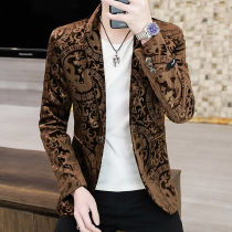 Spring and autumn golden velvet jacket men 2021 New Ruffian suit youth trend handsome Korean slim suit