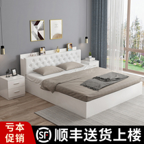 Board bed Modern simple double bed 1 8-meter Tatami bed 1 5-meter 1 2-meter rental room high box storage bed