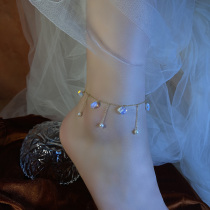 Natural pearl anklet women Net red sexy ancient court ankle chain Bell 2021 New foot tide 14K